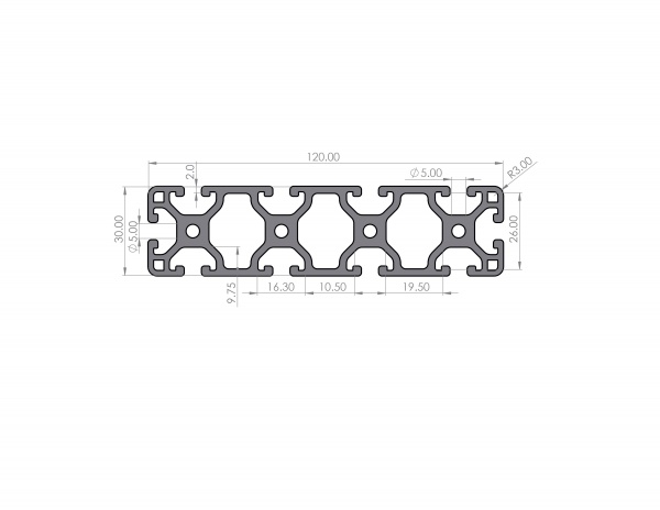 Aluminiumprofil 120x30 Nut 6 Leicht I-Typ